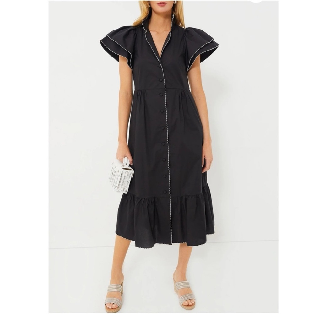 Tuckernuck Black Ruffle Sleeve Dress